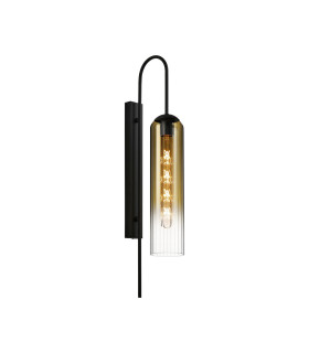 Clarkson 70cm Curved Wall Light 1 Light E27 Satin Black / Gold Fade-1