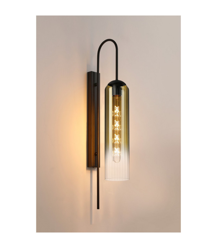 Clarkson 70cm Curved Wall Light 1 Light E27 Satin Black / Gold Fade-3
