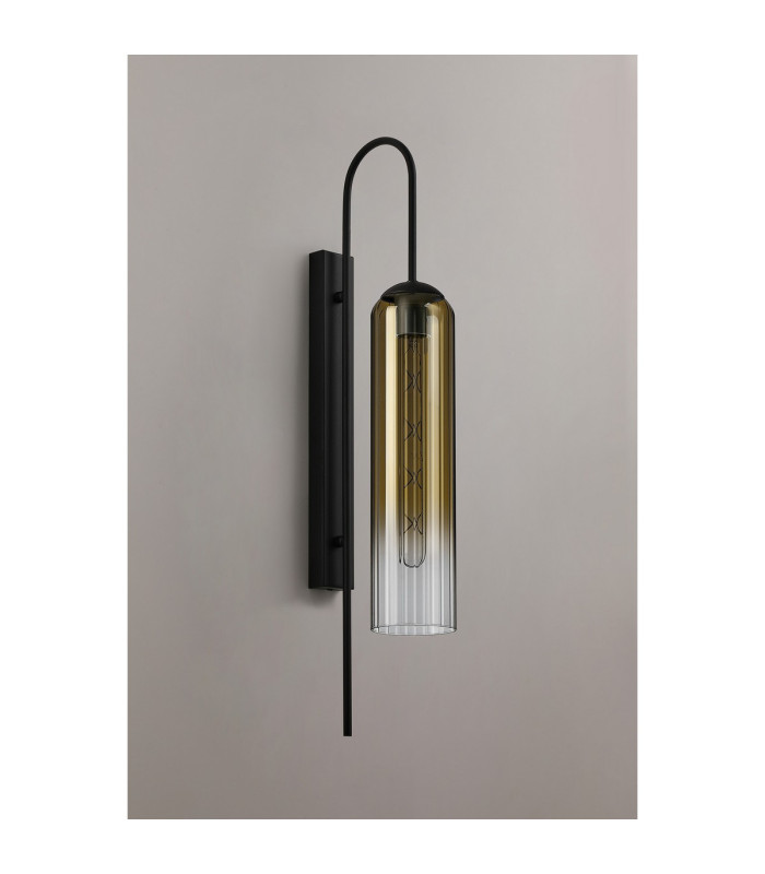 Clarkson 70cm Curved Wall Light 1 Light E27 Satin Black / Gold Fade-8