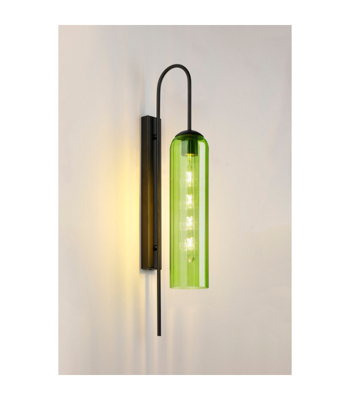 Clarkson 70cm Curved Wall Light 1 Light E27 Satin Black / Green-3