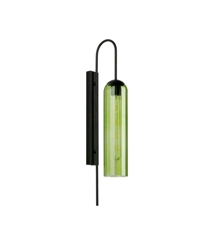 Clarkson 70cm Curved Wall Light 1 Light E27 Satin Black / Green-4