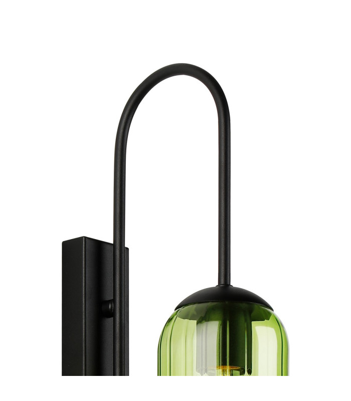 Clarkson 70cm Curved Wall Light 1 Light E27 Satin Black / Green-5