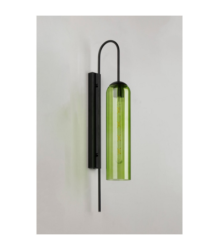 Clarkson 70cm Curved Wall Light 1 Light E27 Satin Black / Green-8
