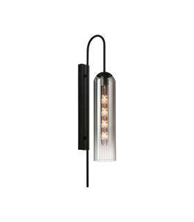 Clarkson 70cm Curved Wall Light 1 Light E27 Satin Black / Smoke Fade-1