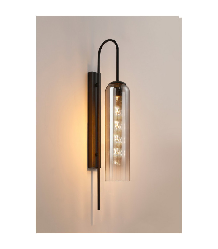 Clarkson 70cm Curved Wall Light 1 Light E27 Satin Black / Smoke Fade-3