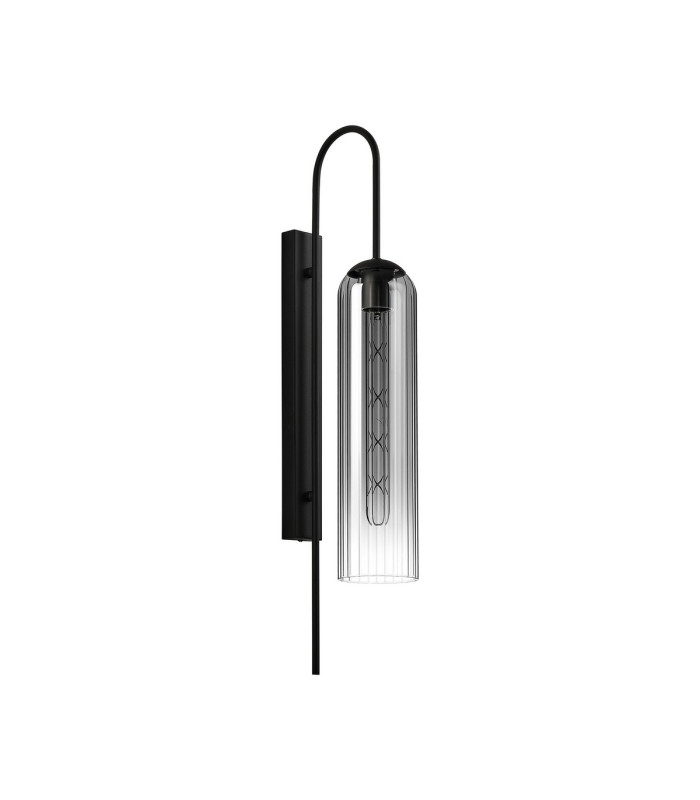 Clarkson 70cm Curved Wall Light 1 Light E27 Satin Black / Smoke Fade-4