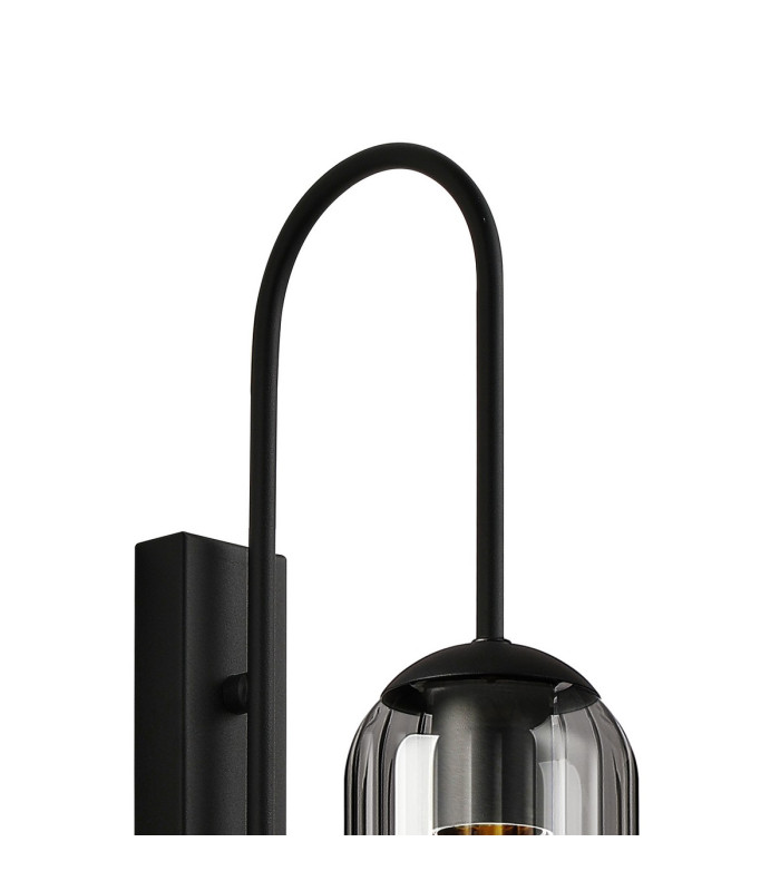 Clarkson 70cm Curved Wall Light 1 Light E27 Satin Black / Smoke Fade-5