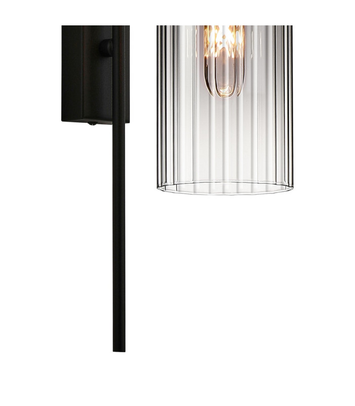 Clarkson 70cm Curved Wall Light 1 Light E27 Satin Black / Smoke Fade-7