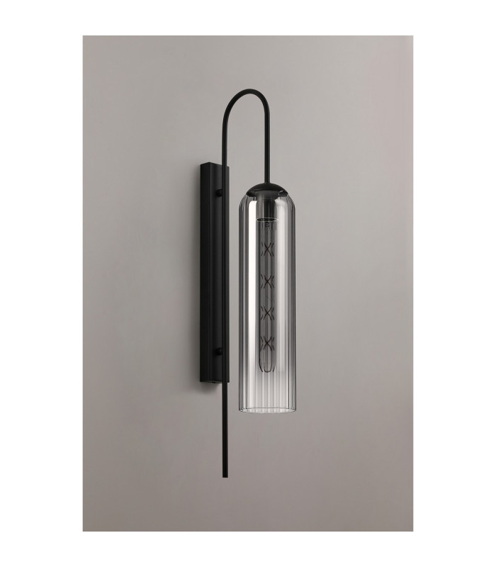 Clarkson 70cm Curved Wall Light 1 Light E27 Satin Black / Smoke Fade-8