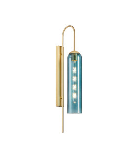 Clarkson 70cm Curved Wall Light 1 Light E27 Satin Gold / Blue-1