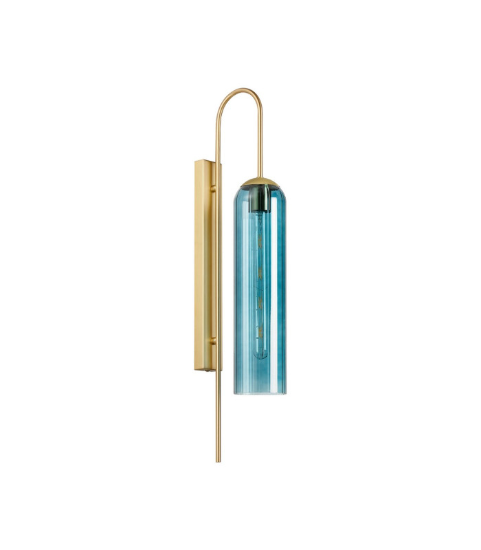 Clarkson 70cm Curved Wall Light 1 Light E27 Satin Gold / Blue-4