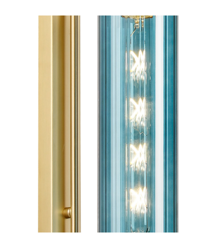 Clarkson 70cm Curved Wall Light 1 Light E27 Satin Gold / Blue-6