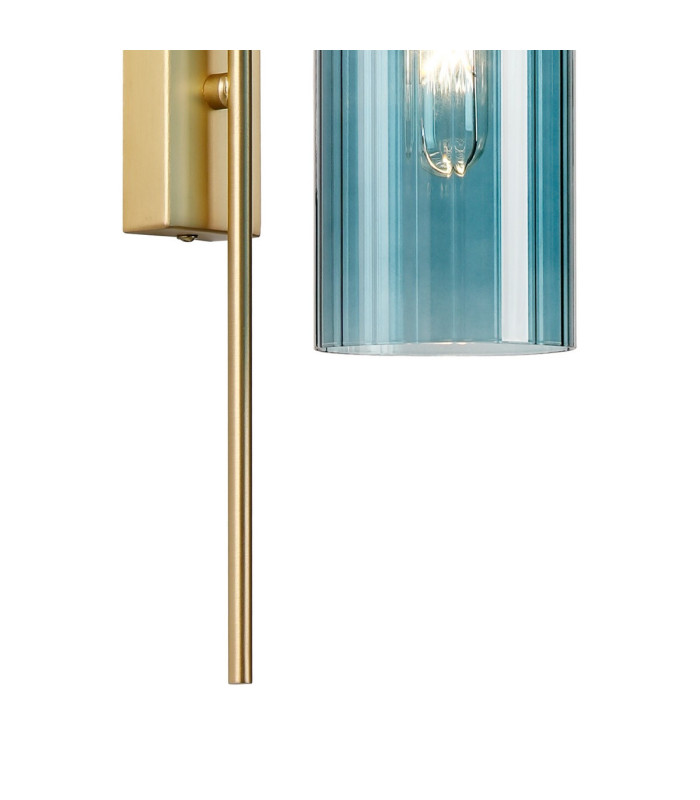 Clarkson 70cm Curved Wall Light 1 Light E27 Satin Gold / Blue-7