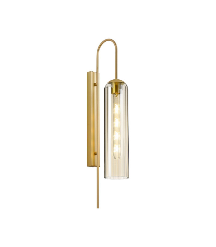 Clarkson 70cm Curved Wall Light 1 Light E27 Satin Gold / Cognac-1