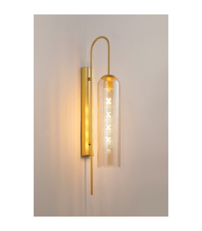 Clarkson 70cm Curved Wall Light 1 Light E27 Satin Gold / Cognac-3