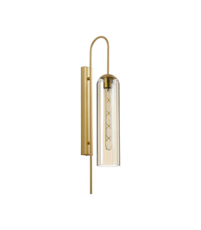 Clarkson 70cm Curved Wall Light 1 Light E27 Satin Gold / Cognac-4