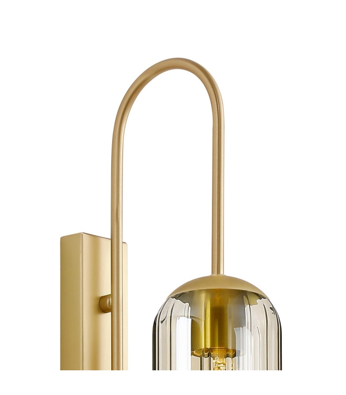 Clarkson 70cm Curved Wall Light 1 Light E27 Satin Gold / Cognac-5