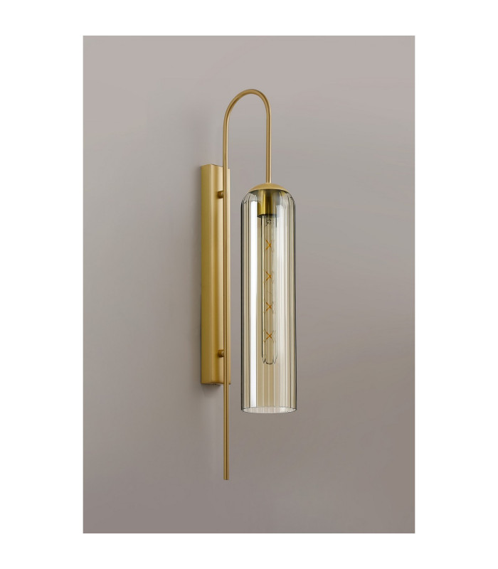 Clarkson 70cm Curved Wall Light 1 Light E27 Satin Gold / Cognac-8