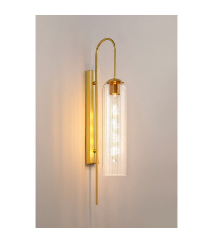 Clarkson 70cm Curved Wall Light 1 Light E27 Satin Gold / Clear-3
