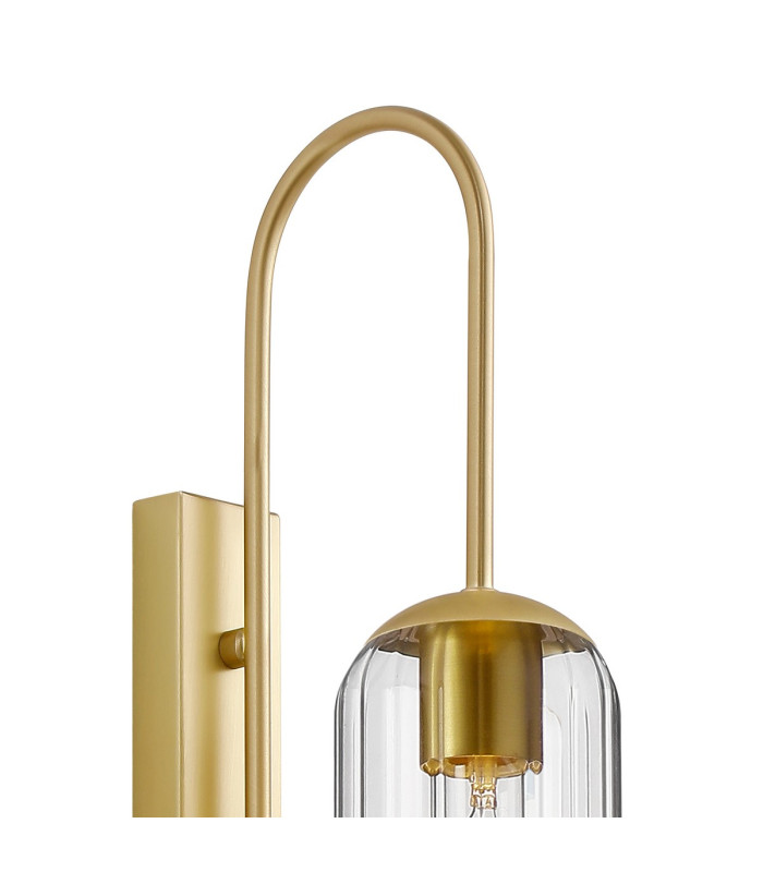 Clarkson 70cm Curved Wall Light 1 Light E27 Satin Gold / Clear-5