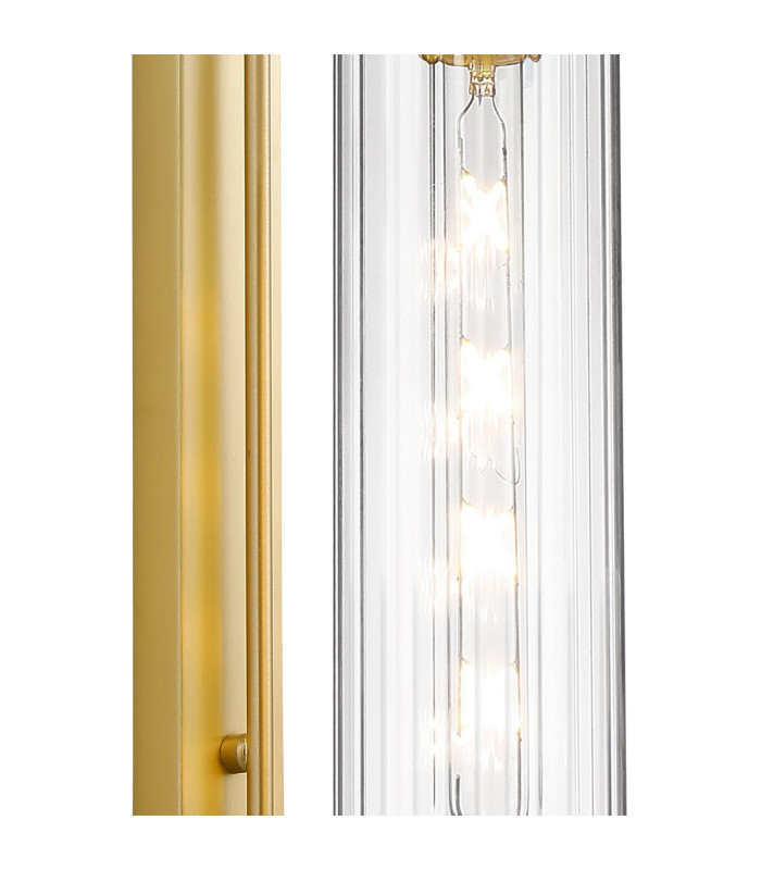 Clarkson 70cm Curved Wall Light 1 Light E27 Satin Gold / Clear-6