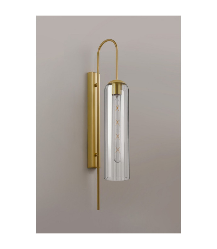 Clarkson 70cm Curved Wall Light 1 Light E27 Satin Gold / Clear-8