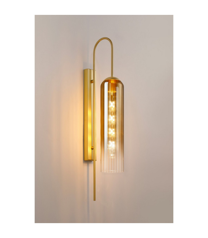 Clarkson 70cm Curved Wall Light 1 Light E27 Satin Gold / Gold Fade-3