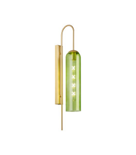 Clarkson 70cm Curved Wall Light 1 Light E27 Satin Gold / Green-1