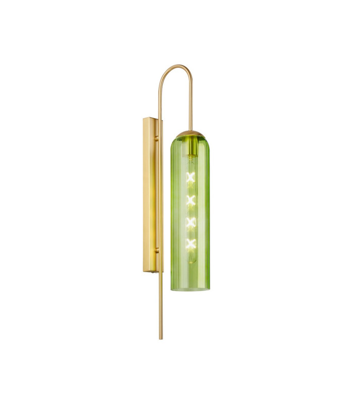 Clarkson 70cm Curved Wall Light 1 Light E27 Satin Gold / Green-1
