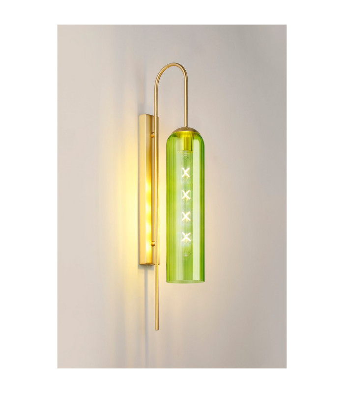 Clarkson 70cm Curved Wall Light 1 Light E27 Satin Gold / Green-3