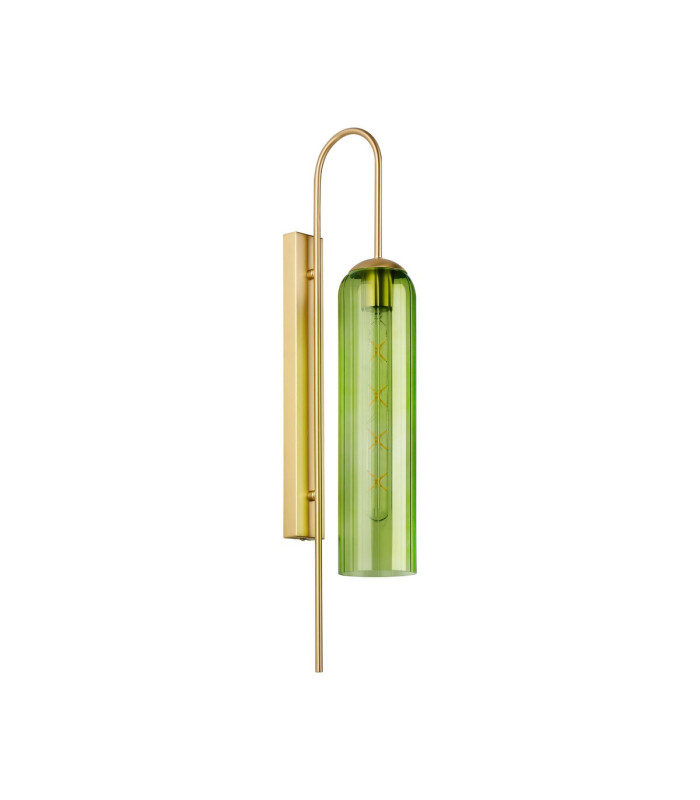 Clarkson 70cm Curved Wall Light 1 Light E27 Satin Gold / Green-4