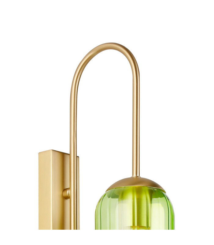 Clarkson 70cm Curved Wall Light 1 Light E27 Satin Gold / Green-5