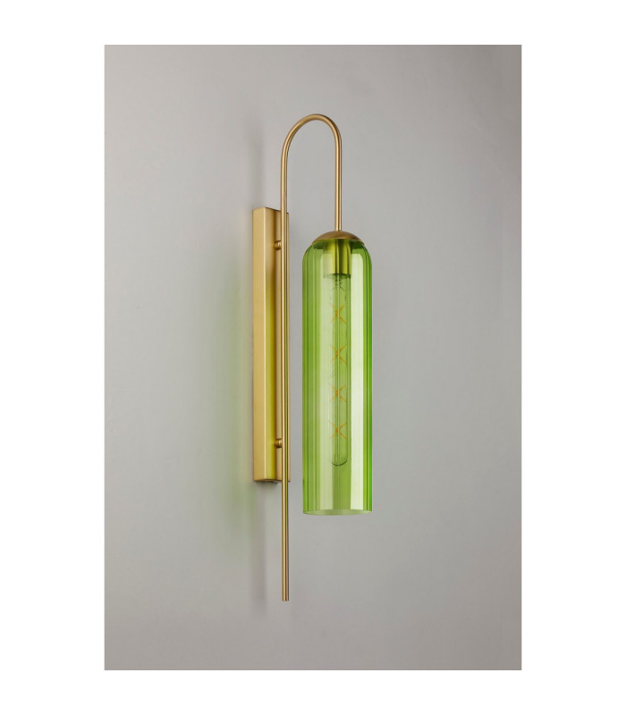 Clarkson 70cm Curved Wall Light 1 Light E27 Satin Gold / Green-8