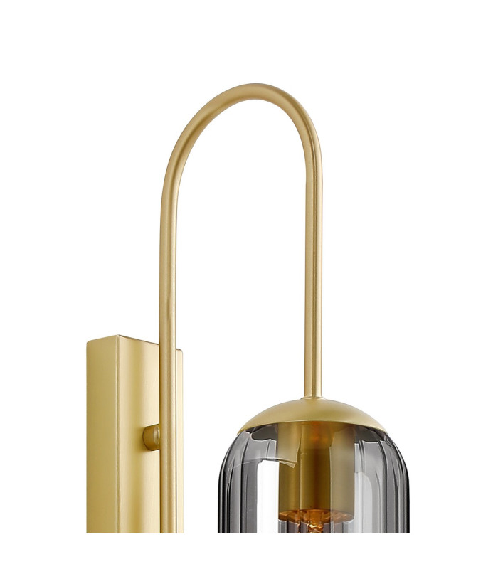 Clarkson 70cm Curved Wall Light 1 Light E27 Satin Gold / Smoke Fade-4