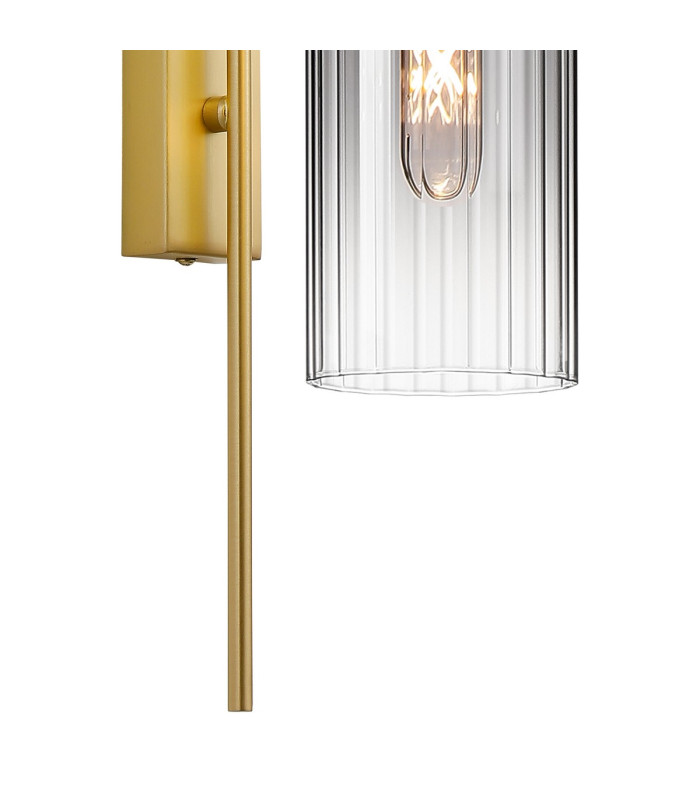 Clarkson 70cm Curved Wall Light 1 Light E27 Satin Gold / Smoke Fade-6