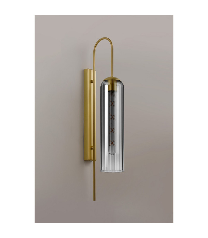 Clarkson 70cm Curved Wall Light 1 Light E27 Satin Gold / Smoke Fade-7