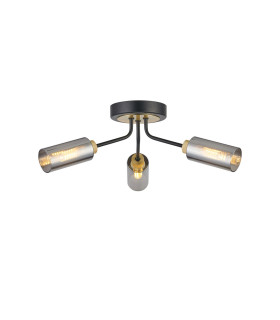 Harpursville 43.6cm Ceiling 3 Light G9 Satin Black/Gold/Smoked Glass-1