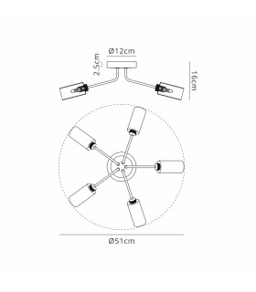 Harpursville 51cm Ceiling 5 Light G9 Anthracite/Satin Nickel/Smoked Glass-2