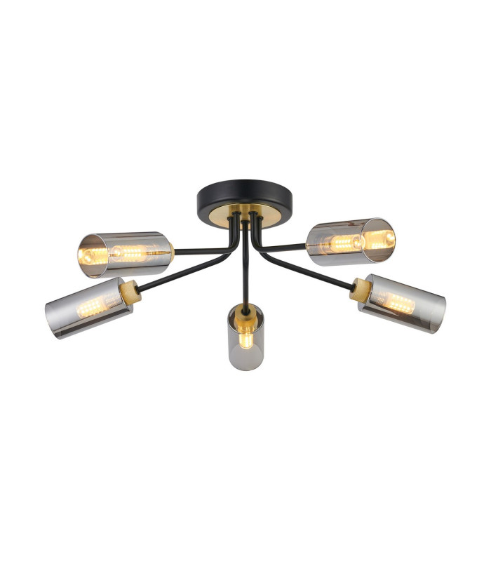 Harpursville 51cm Ceiling 5 Light G9 Satin Black/Gold/Smoked Glass-1