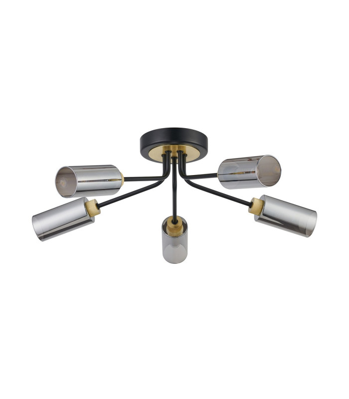 Harpursville 51cm Ceiling 5 Light G9 Satin Black/Gold/Smoked Glass-4