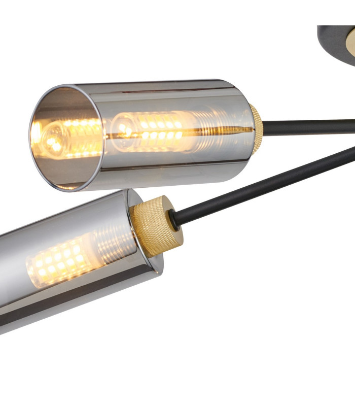 Harpursville 51cm Ceiling 5 Light G9 Satin Black/Gold/Smoked Glass-6