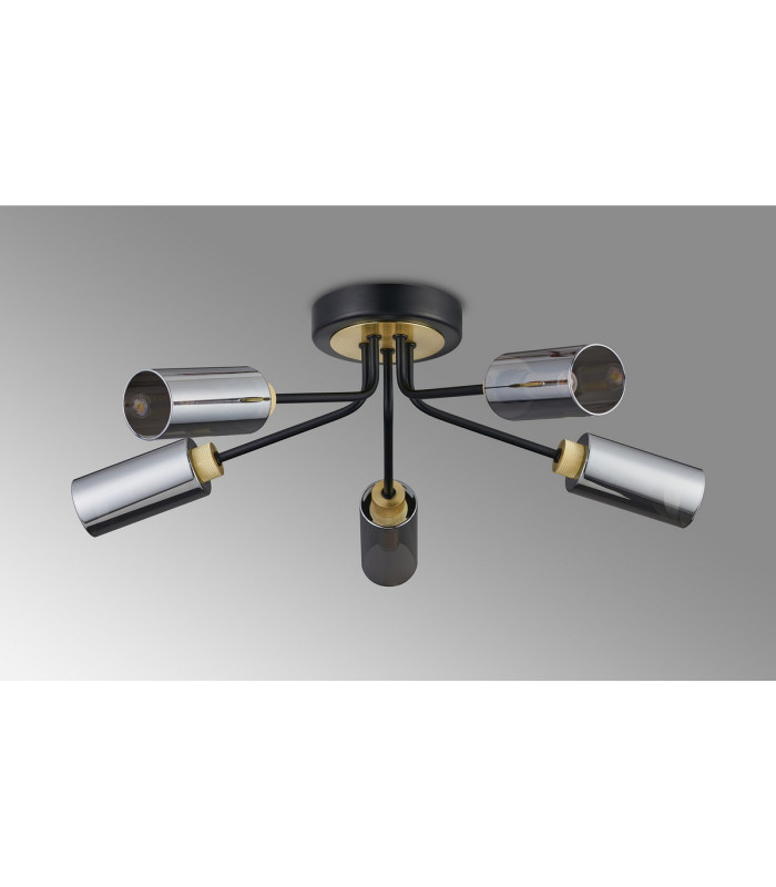Harpursville 51cm Ceiling 5 Light G9 Satin Black/Gold/Smoked Glass-8