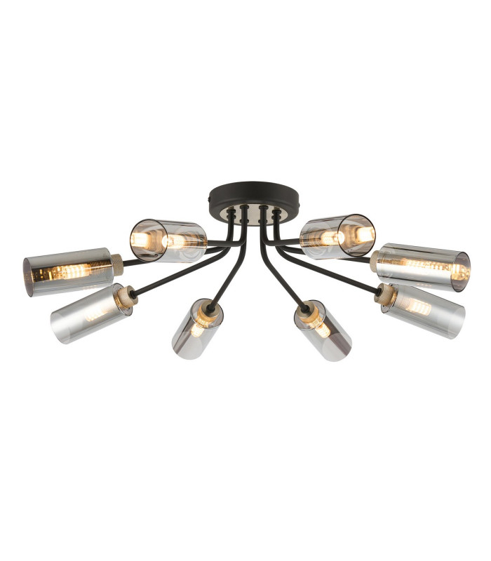 Harpursville Ceiling 8 Light G9 Anthracite/Satin Nickel/Smoked Glass-1