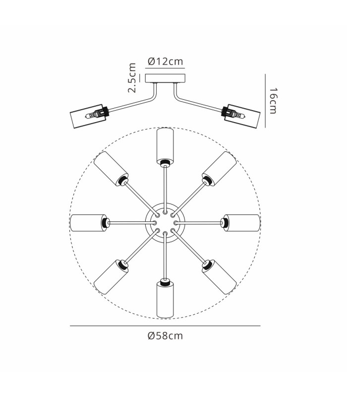Harpursville Ceiling 8 Light G9 Anthracite/Satin Nickel/Smoked Glass-2