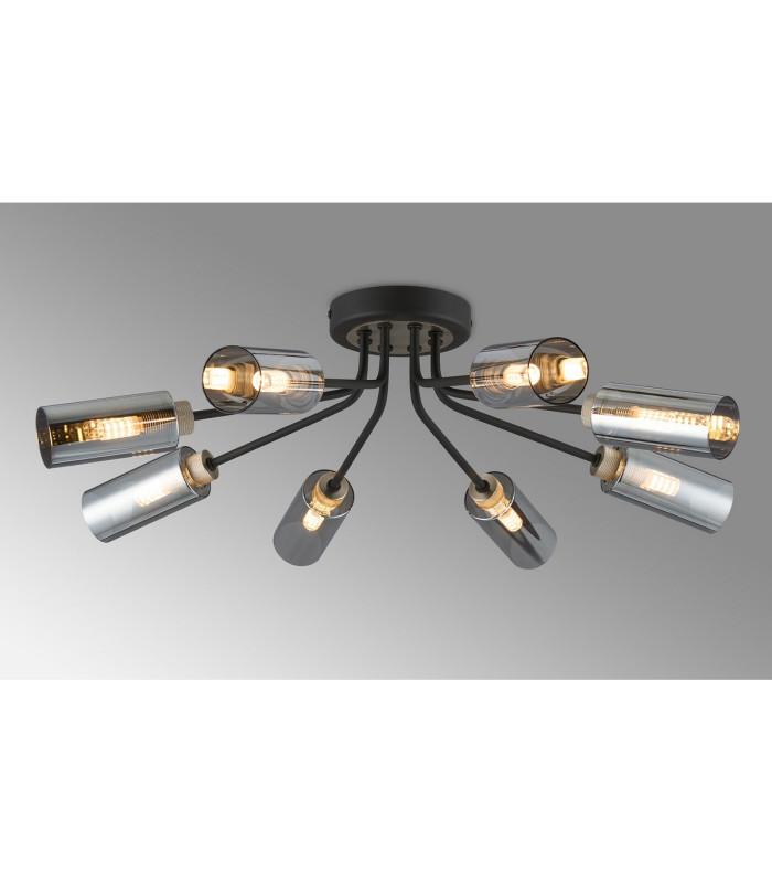 Harpursville Ceiling 8 Light G9 Anthracite/Satin Nickel/Smoked Glass-3