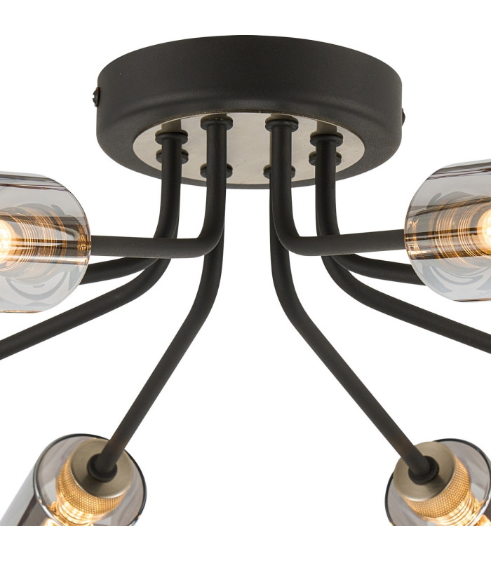 Harpursville Ceiling 8 Light G9 Anthracite/Satin Nickel/Smoked Glass-5