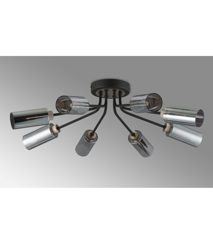 Harpursville Ceiling 8 Light G9 Anthracite/Satin Nickel/Smoked Glass-8