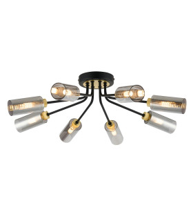 Harpursville Ceiling 8 Light G9 Satin Black/Gold/Smoked Glass-1