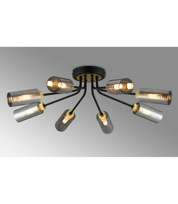 Harpursville Ceiling 8 Light G9 Satin Black/Gold/Smoked Glass-3