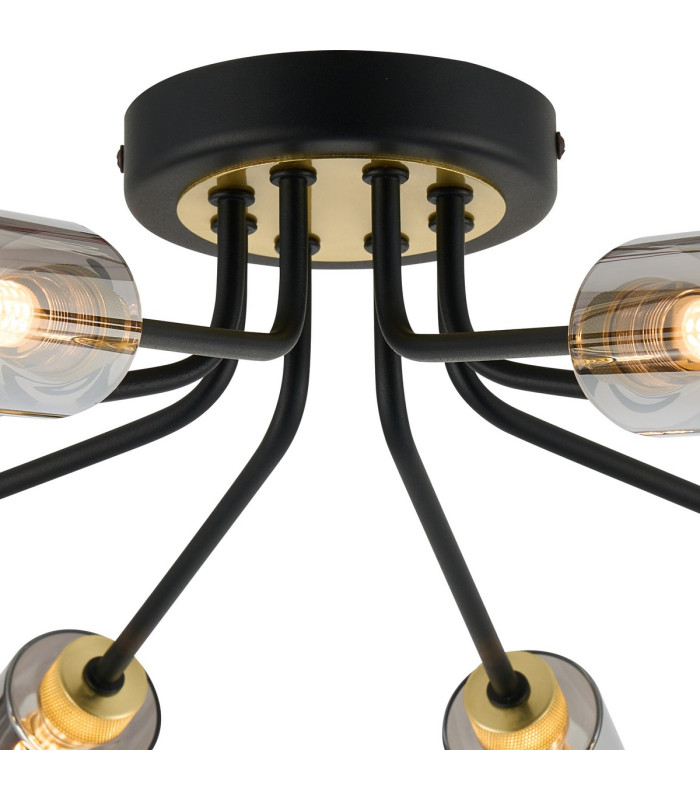 Harpursville Ceiling 8 Light G9 Satin Black/Gold/Smoked Glass-5